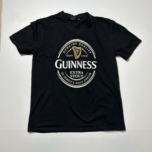 Guinness Beer T-Shirt Size Small Black Retro Graphic Cotton Short Sleeve Mens